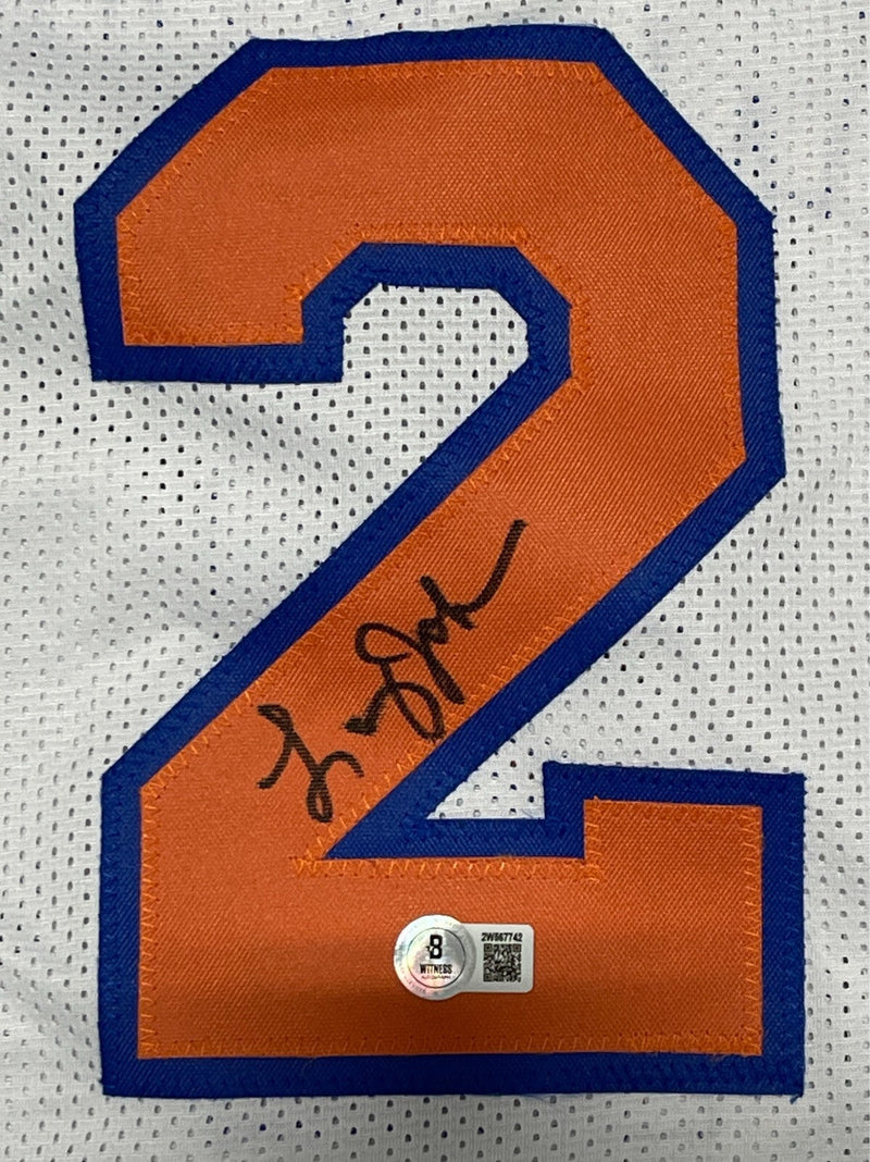 Larry Johnson Signed Auto New York Knicks Custom Jersey Beckett BAS COA
