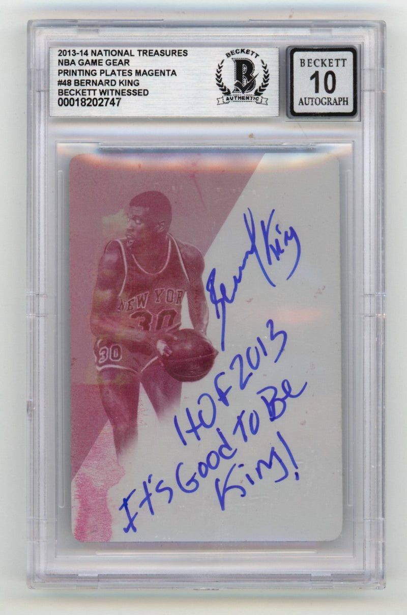 Bernard King 2013-14 National Treasures Print Plate 1/1 Signed 2 Ins BGS 10 Auto