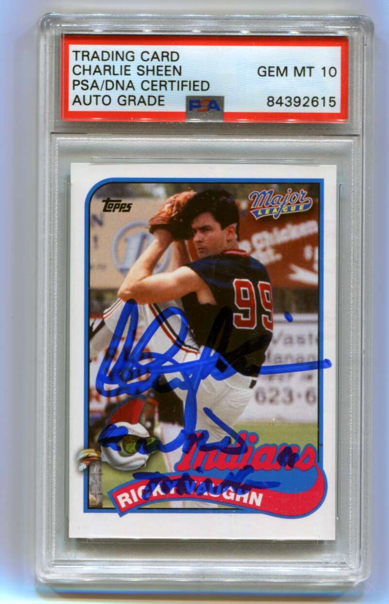 Charlie Sheen 2014 Topps Archives Major League Wild Thing Signed PSA 10 Auto