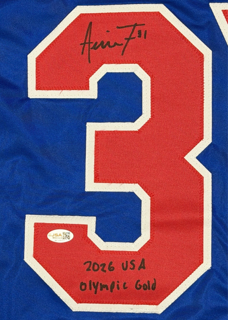 Aerin Frankel Signed USA Hockey Custom Jersey w/ 2026 USA Olympic Gold JSA W COA