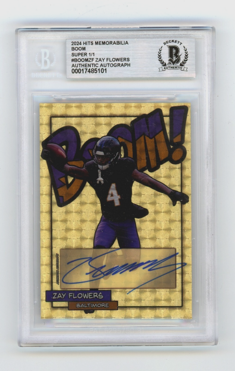 Zay Flowers 2024 Hits Memorabilia BOOM Super 1/1 Signed BGS BAS Auto Ravens