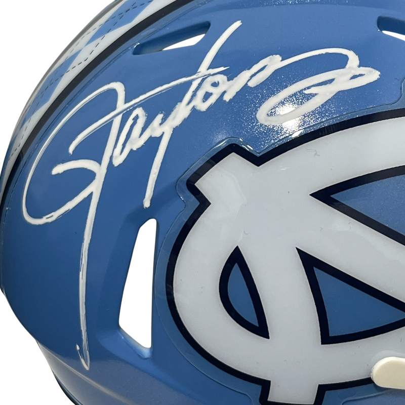 Lawrence Taylor Signed Auto Autographed UNC Mini Helmet Beckett Witness BAS COA