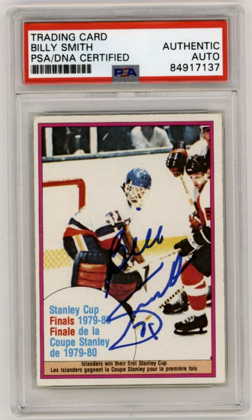 Billy Smith 1980-81 O-Pee-Chee OPC #264 SC Finals Signed PSA Authentic Auto HOF