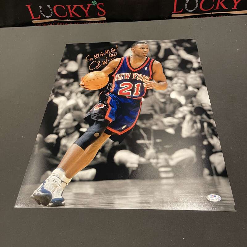 Charlie Ward Signed 16x20 Photo Spotlight w/ GO NY GO NY GO Knicks PSA COA