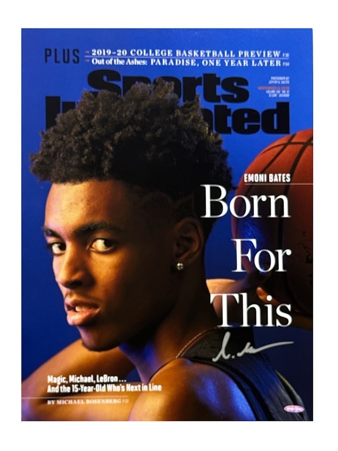 Emoni Bates Signed Autograph SI Born for This 15x20 Photo Upper Deck UDA COA