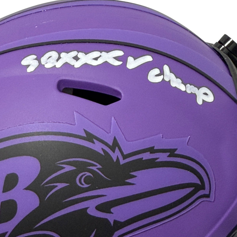 Jamal Lewis Signed Ravens Rave Mini Helmet w/ SB XXXV Champ JSA Witness COA