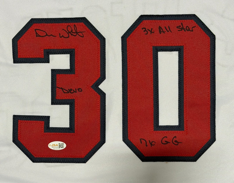 Devon White Signed California Angels Custom Jersey w/ 3x Insc JSA Witness COA