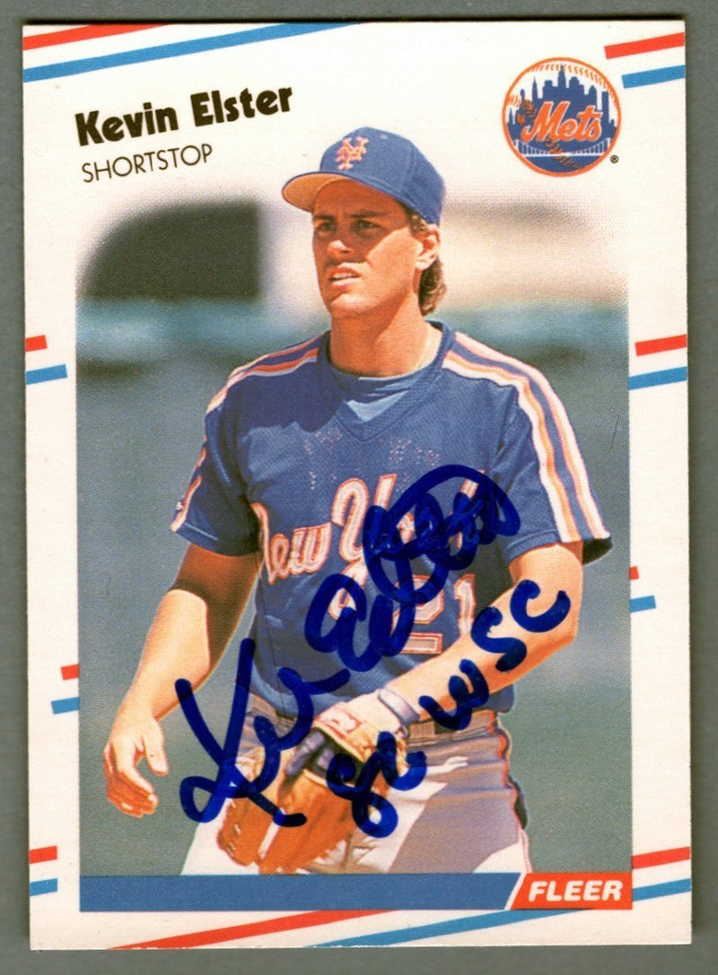 Kevin Elster Signed 1988 Fleer Update #U-104 w/ 86 WSC LSCM COA