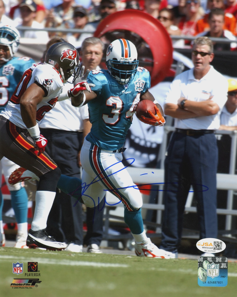 Ricky Williams Signed Autographed Miami Dolphins 8x10 Photo File JSA Wit COA