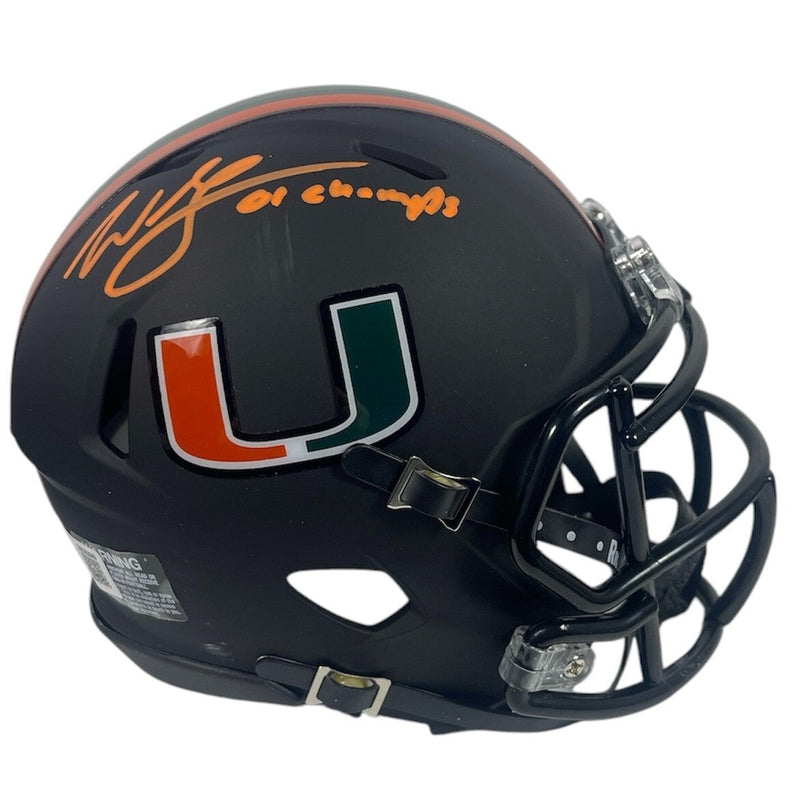 Willis McGahee Signed Miami Nights Mini Helmet w/ 01 Champs Beckett Wit BAS COA