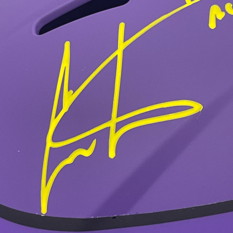 Cris Carter Signed Vikings Rave Full Size FS Helmet w/ HOF + TDs Beckett BAS COA