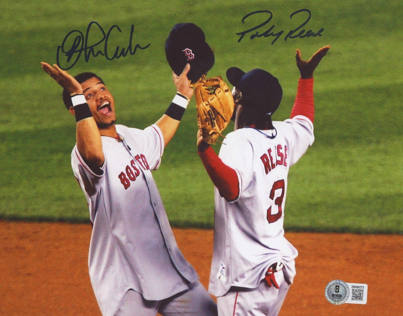 Orlando Cabrera & Pokey Reese Signed Red Sox 8x10 Photo Beckett Witness BAS COA