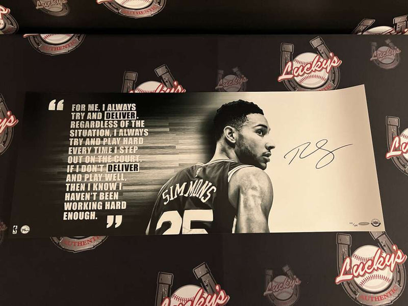 Ben Simmons Signed 36x15 Photo B&W "Deliver" 112/125 Upper Deck UDA COA