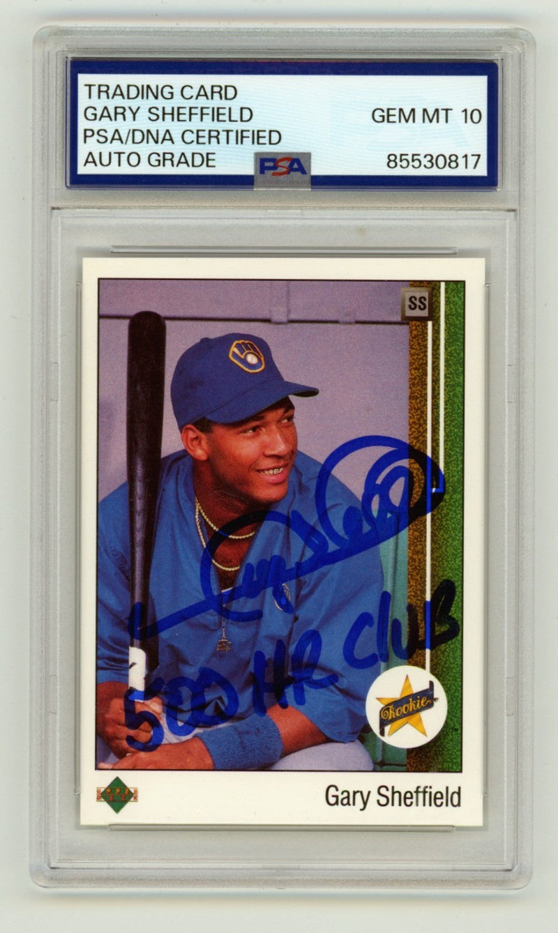 Gary Sheffield 1989 Upper Deck #13 Signed Rookie RC w/ 500 HR Club PSA 10 Auto