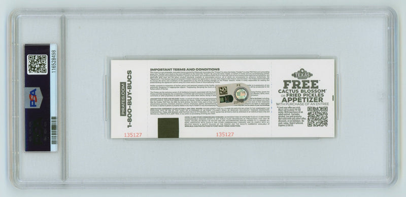 Paul Skenes Signed MLB Debut Ticket 5/11/2024 w/ Inscription PSA 10 Auto Pirates