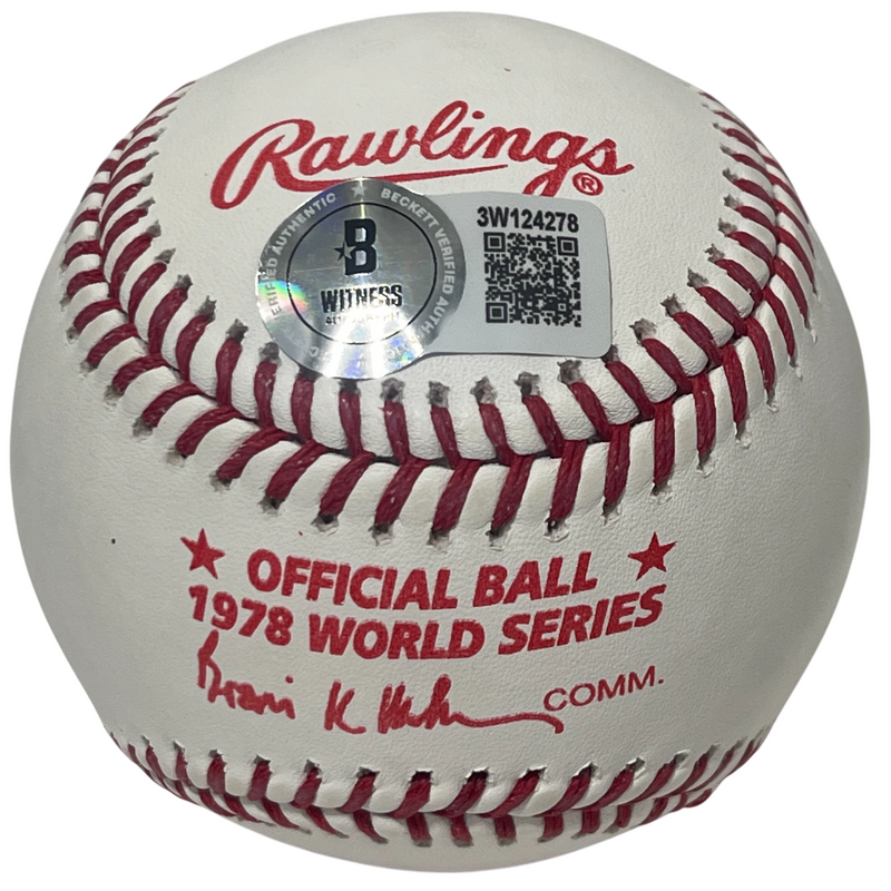 Bucky Dent Signed 1978 World Series Logo Baseball w/ WS MVP Beckett Wit BAS COA