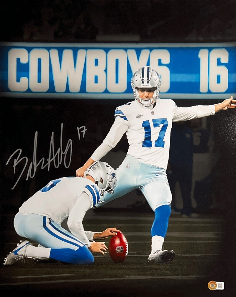 Brandon Aubrey Signed 16x20 Photo Dallas Cowboys Beckett Witness BAS COA #2
