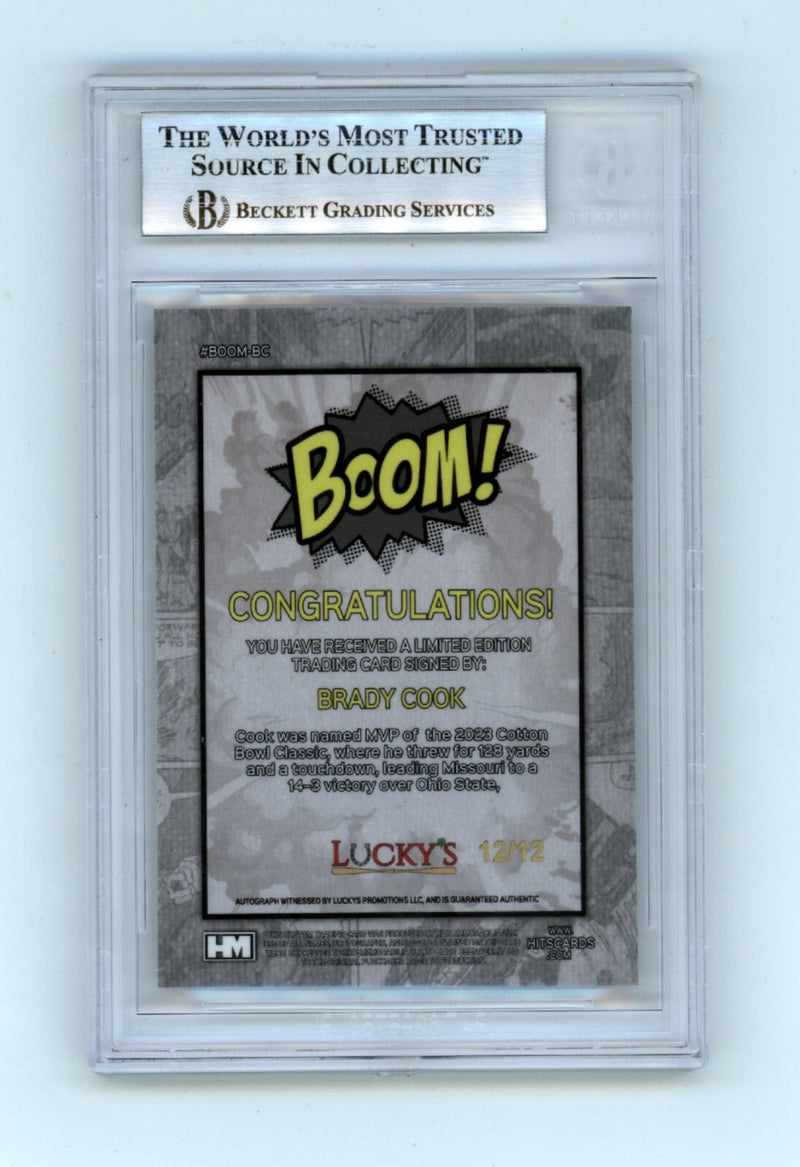 Brady Cook 2024 Hits Memorabilia BOOM Silver Jersey # 12/12 Signed BGS BAS Auto