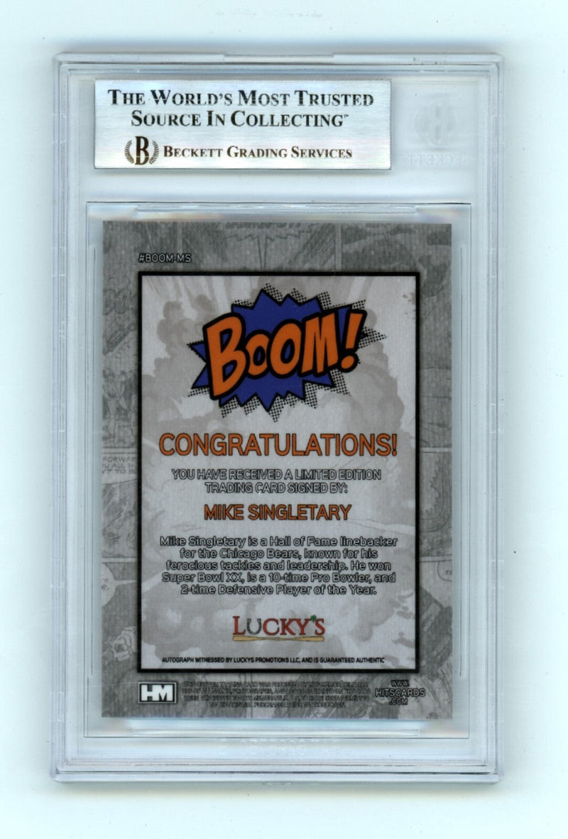 Mike Singletary 2024 Hits Memorabilia BOOM Silver Signed BGS BAS Auto Bears