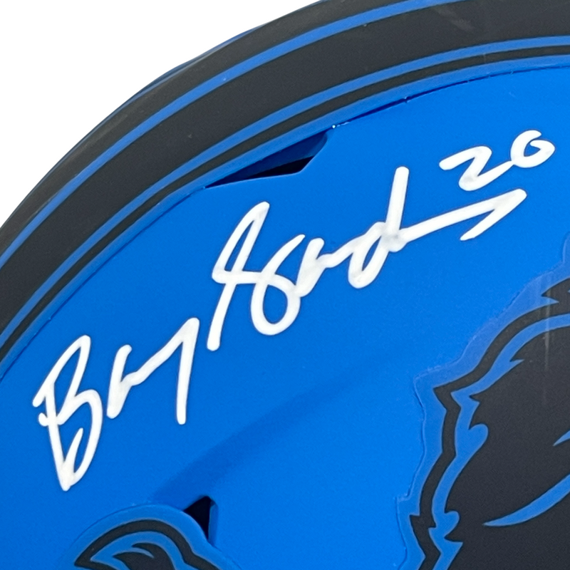 Barry Sanders Signed Detroit Lions Rave Mini Helmet Beckett Witness BAS COA