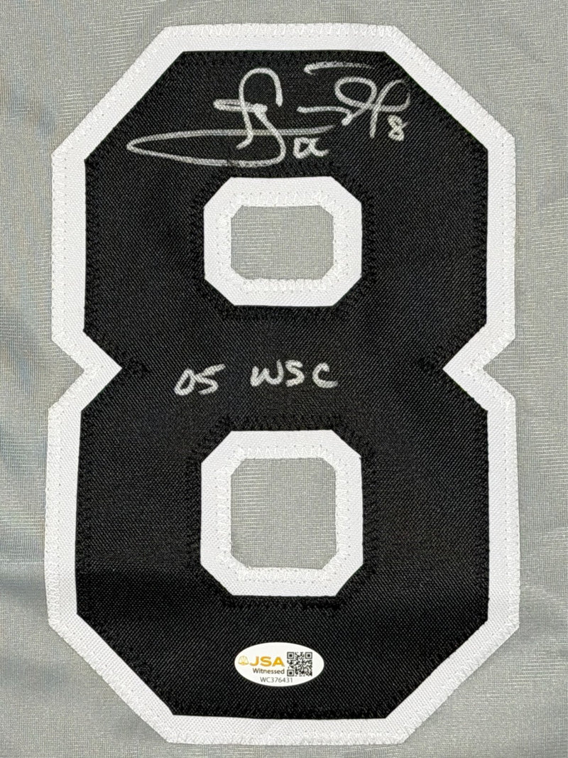 Carl Everett Signed White Sox Custom Grey Jersey w/ 05 WSC JSA Witness COA