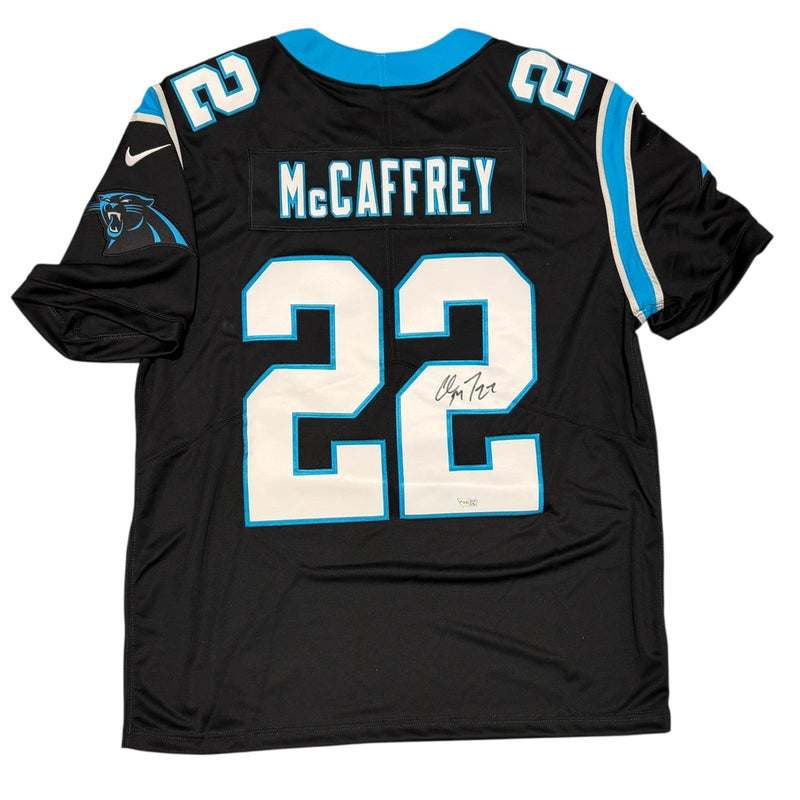 Christian McCaffrey Signed Carolina Panthers Black Nike Jersey FANATICS COA