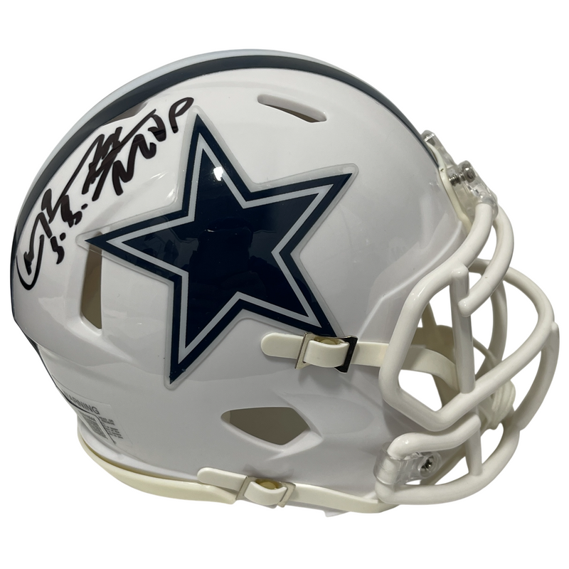 Larry Brown Signed Cowboys Alt Mini Helmet w/ SB XXX MVP Beckett Wit BAS COA