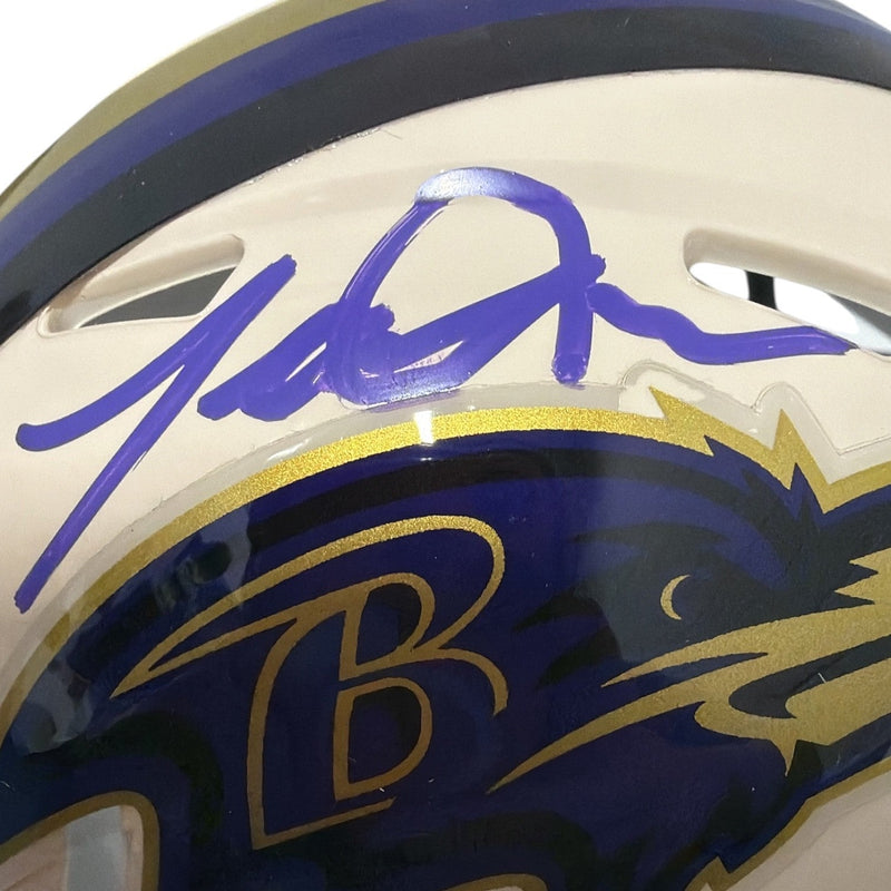 Terrell Suggs Signed Baltimore Ravens Retro Mini Helmet JSA Witness COA