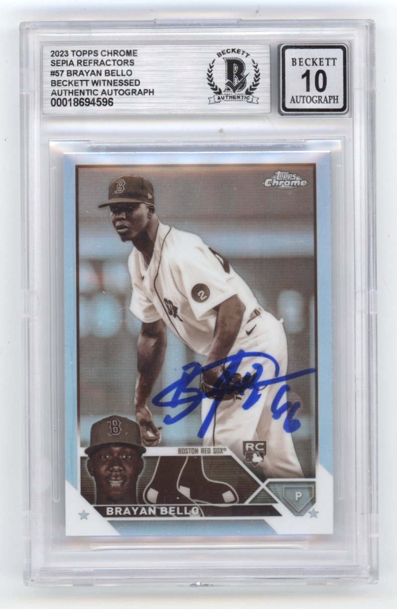 Brayan Bello 2023 Topps #57 Sepia Refractor Signed Rookie RC Beckett BGS 10 Auto