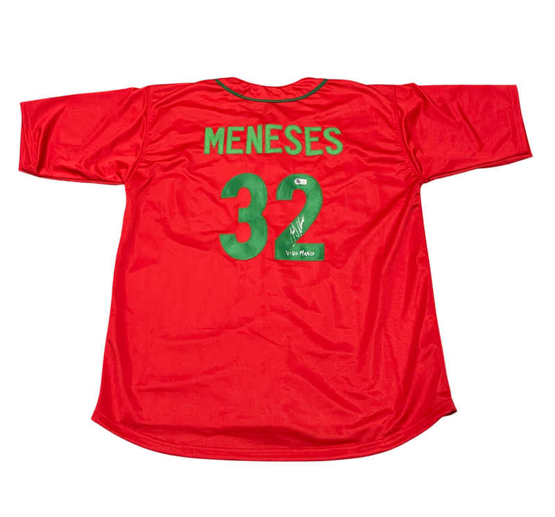 Joey Meneses Signed WBC Mexico Custom Jersey w/ Viva Mexico Beckett BAS COA
