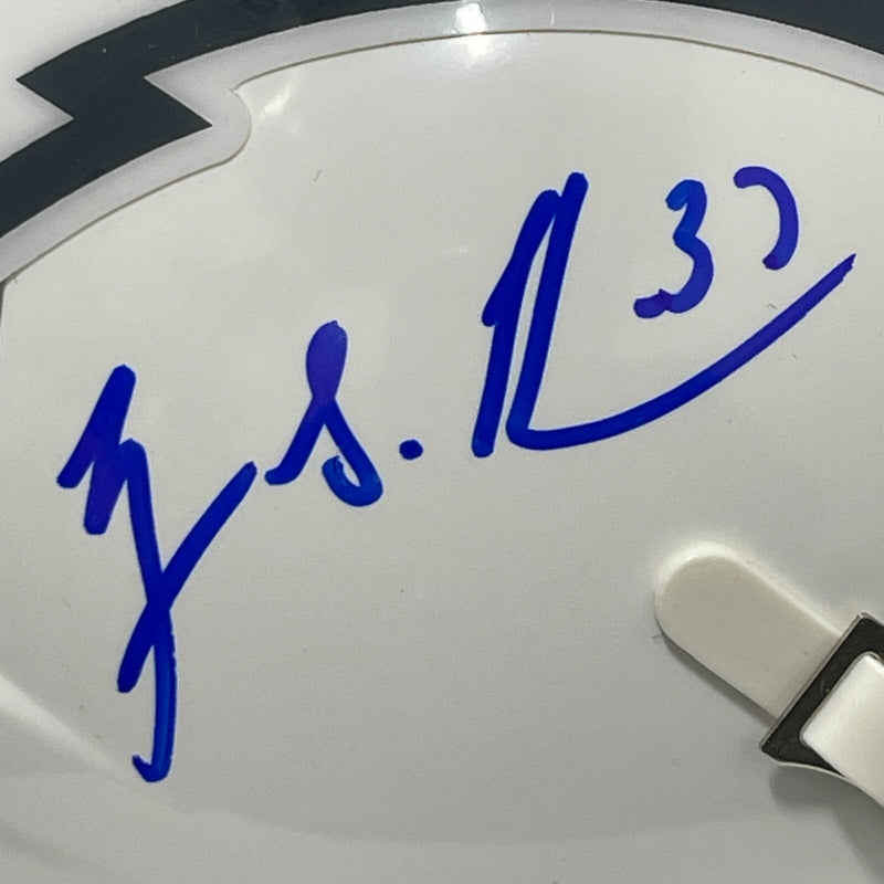 Rodney Harrison Signed Chargers Salute 24 Mini Helmet Beckett Witness BAS COA