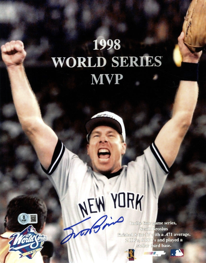 Scott Brosius Signed Yankees 11x14 1998 World Series MVP Beckett Witness BAS COA