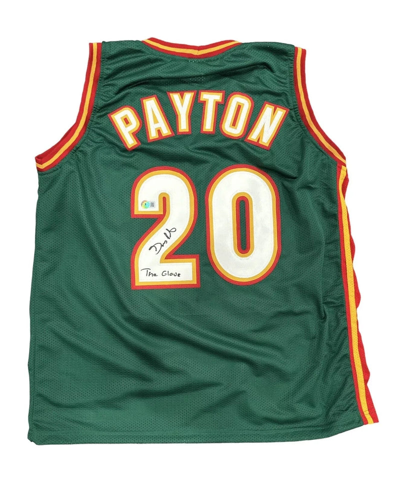 Gary Payton Signed Supersonics Custom Jersey w/ The Glove Beckett BAS COA