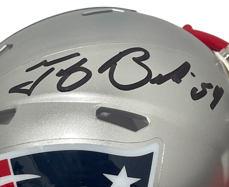 Tedy Bruschi Signed New England Patriots Speed Mini Helmet Beckett Wit BAS COA