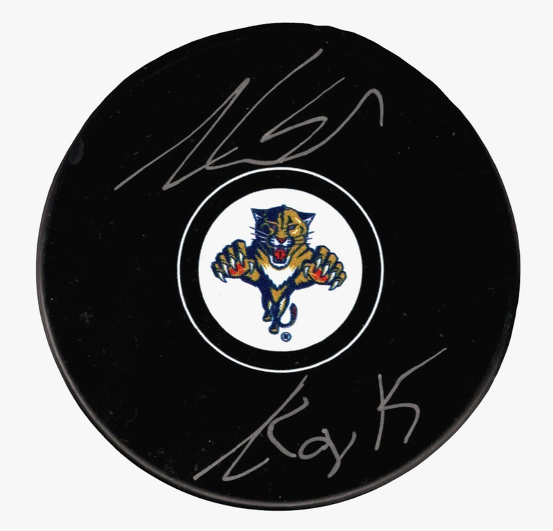 Aaron Ekblad Signed Autographed Florida Panthers Puck w/ ROY 15 COJO + JSA COA