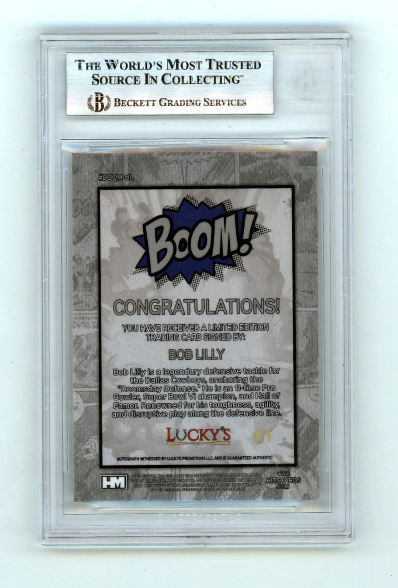 Bob Lilly 2024 Hits Memorabilia BOOM Super 1/1 Signed BGS BAS Auto HOF 1980 Insc