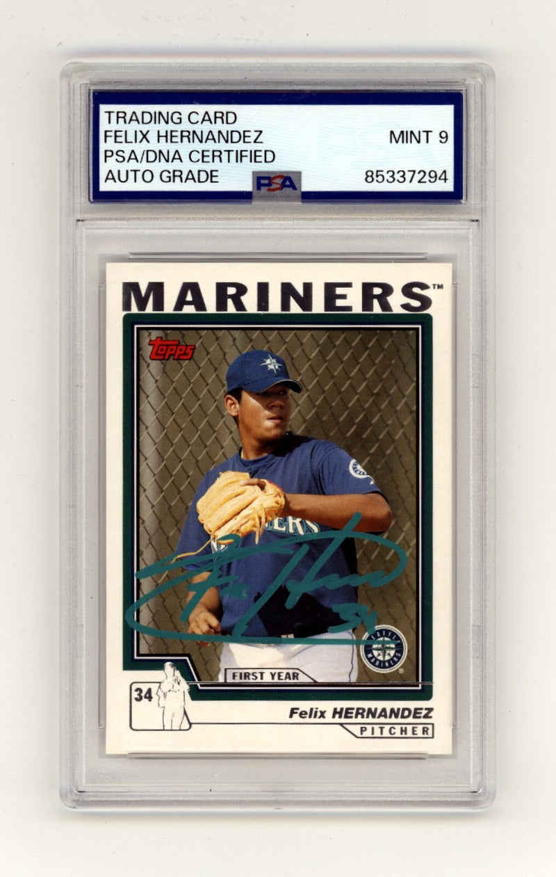 Felix Hernandez 2004 Topps Traded #T144 Signed Rookie RC PSA 9 Auto
