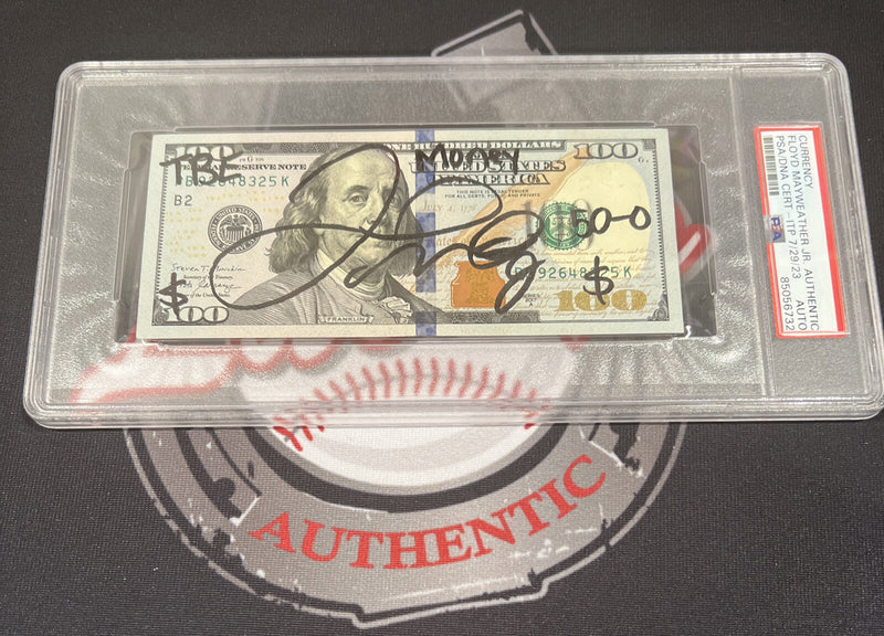 Floyd Mayweather Jr. Signed $100 Bill US Currency x4 Inscription PSA Auth Auto B