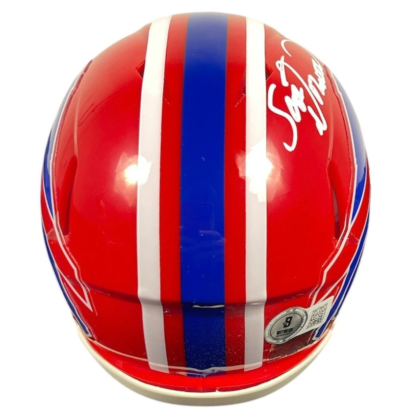 Scott Norwood Signed Buffalo Bills TB Mini Helmet Beckett Witness BAS COA