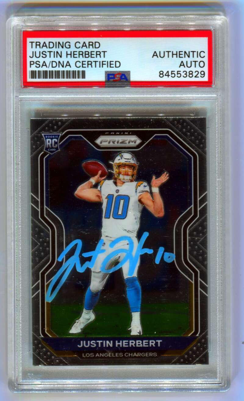 Justin Herbert 2020 Panini Prizm #325 Rookie RC Signed Auto PSA DNA Chargers