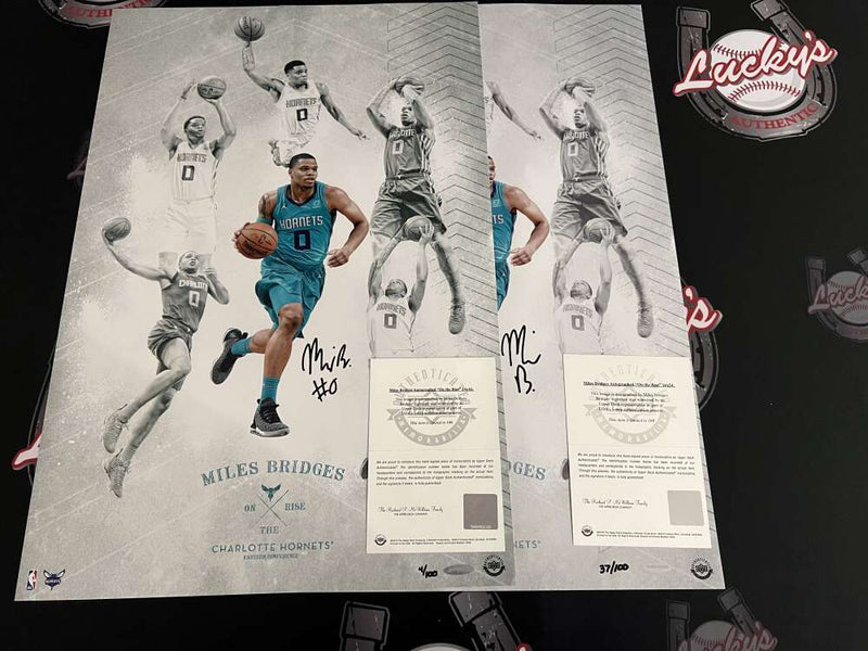 Miles Bridges Signed Auto 24x16 Photo On The Rise LE /100 Upper Deck UDA COA