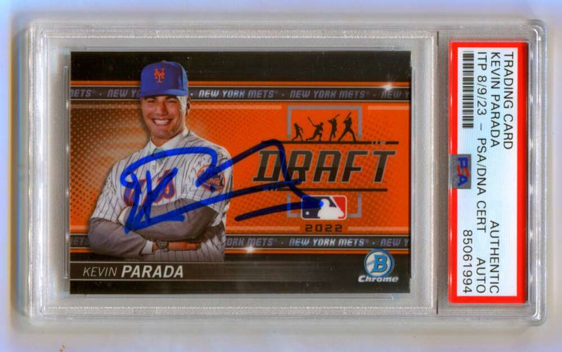 Kevin Parada 2022 Bowman Draft Night BDN-4 Signed PSA Authentic Auto NY Mets