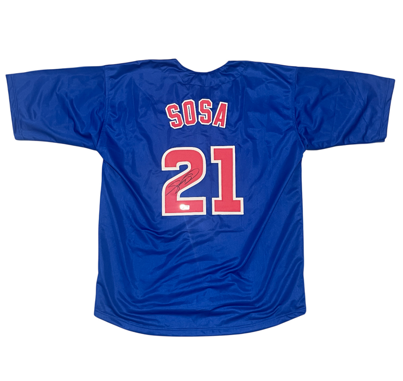 Sammy Sosa Signed Chicago Cubs Custom Jersey Beckett Witness BAS COA