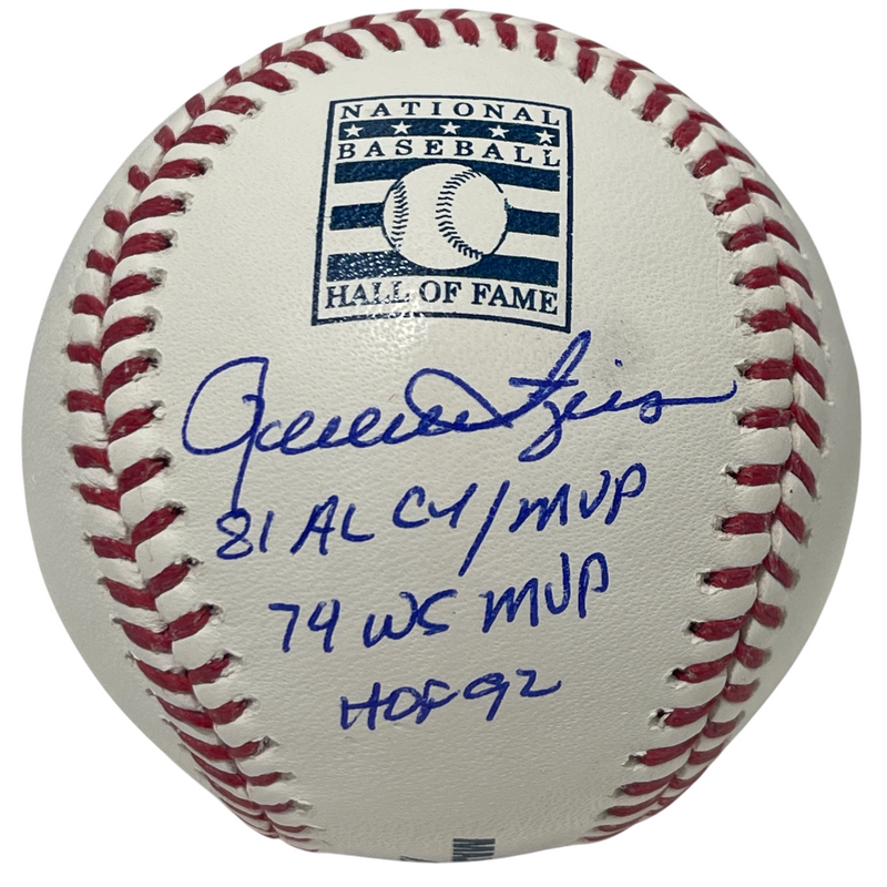 Rollie Fingers Signed Rawlings HOF Baseball w/ 3 Insc Beckett Witness BAS COA