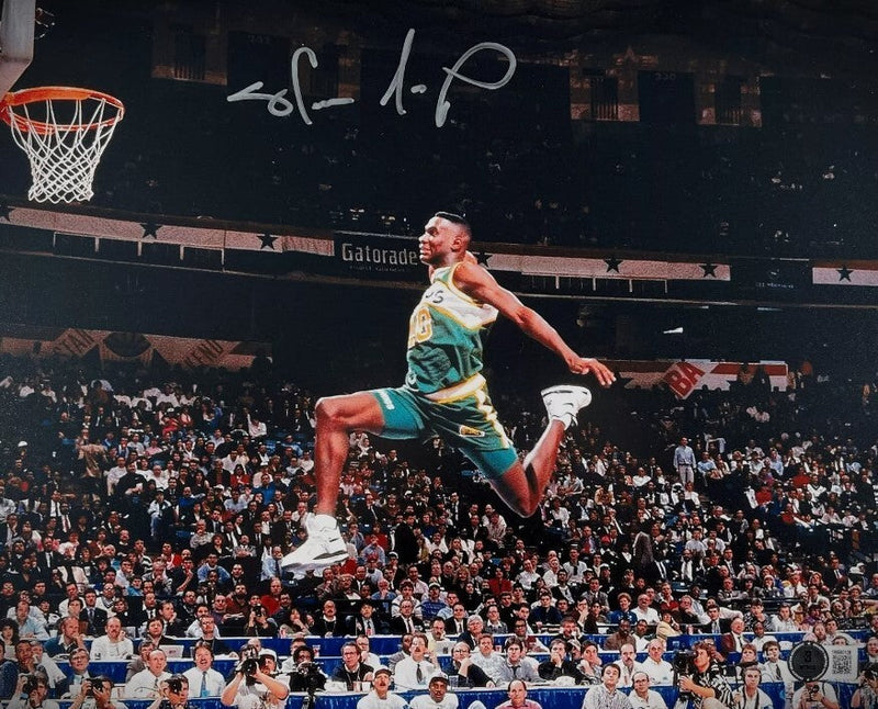 Shawn Kemp Signed 11x14 Photo Seattle Supersonics Beckett Witness BAS COA