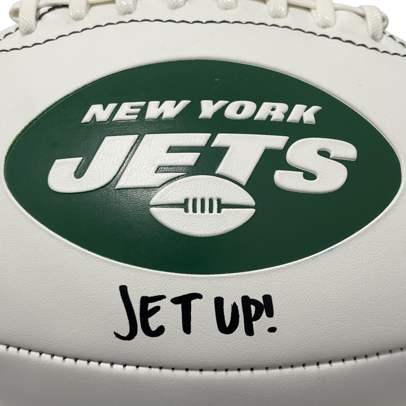 Jamien Sherwood Signed New York Jets White Football w/ 2x Ins Beckett W BAS COA