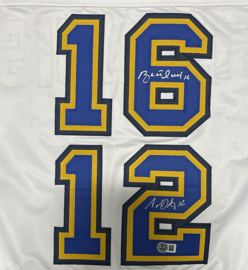 Brett Hull & Adam Oates Signed Auto Blues Custom Jersey Beckett Witness BAS COA
