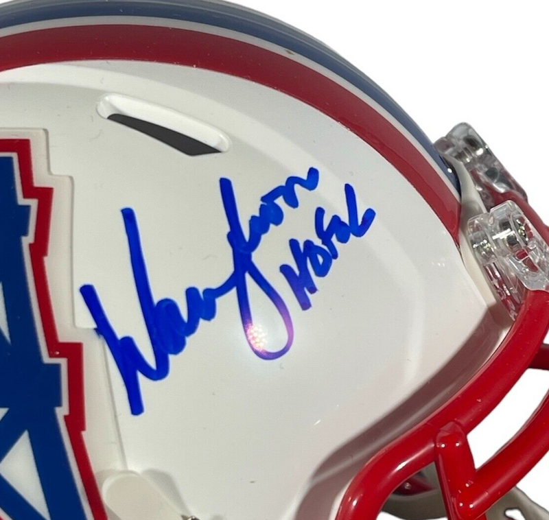 Warren Moon Signed Oilers TB Mini Helmet w/ HOF 06 Beckett Witness BAS COA