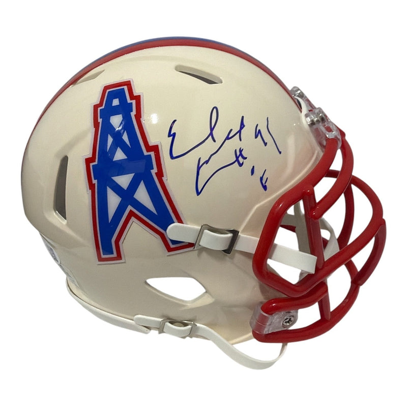Earl Campbell Signed Titans Oilers Retro Mini Helmet w/ HOF 91 JSA Witness COA