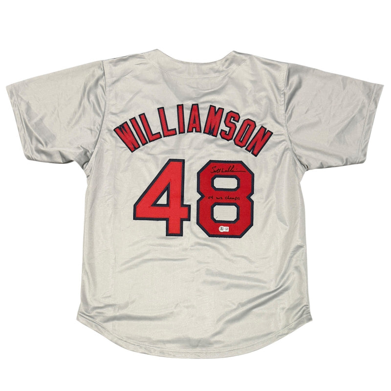 Scott Williamson Signed Red Sox Custom Jersey w/ 04 WS Champs Beckett W BAS COA
